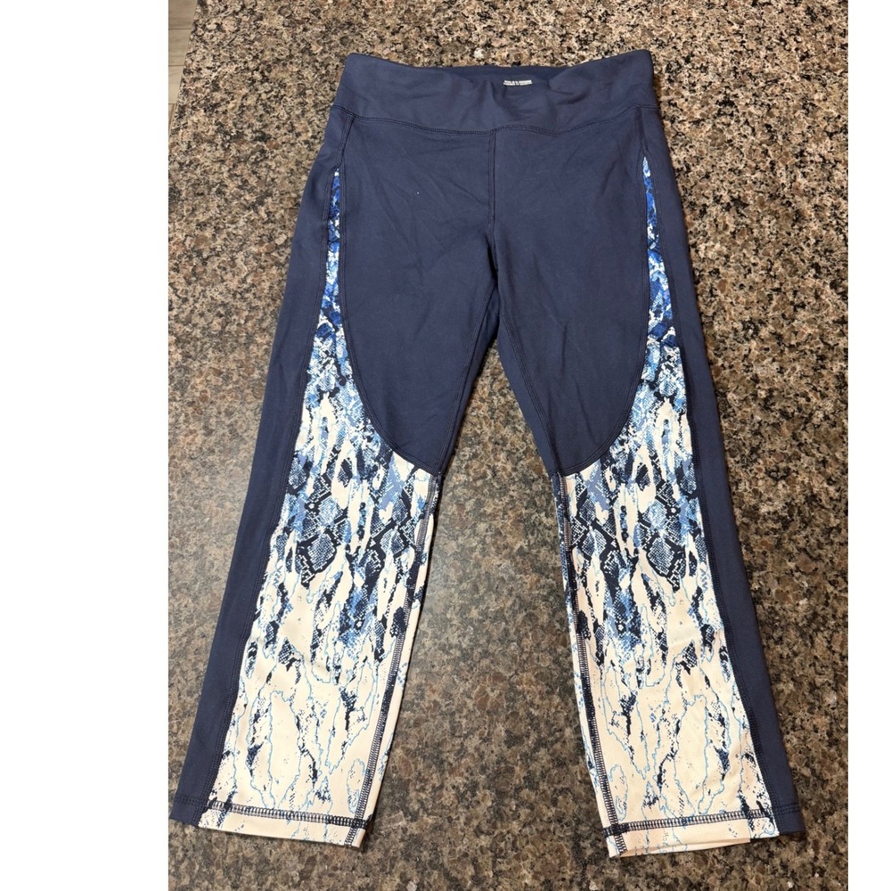 Splendid Navy Blue Snakeskin Marble Print Cropped Leggings Womens S Yoga Pant